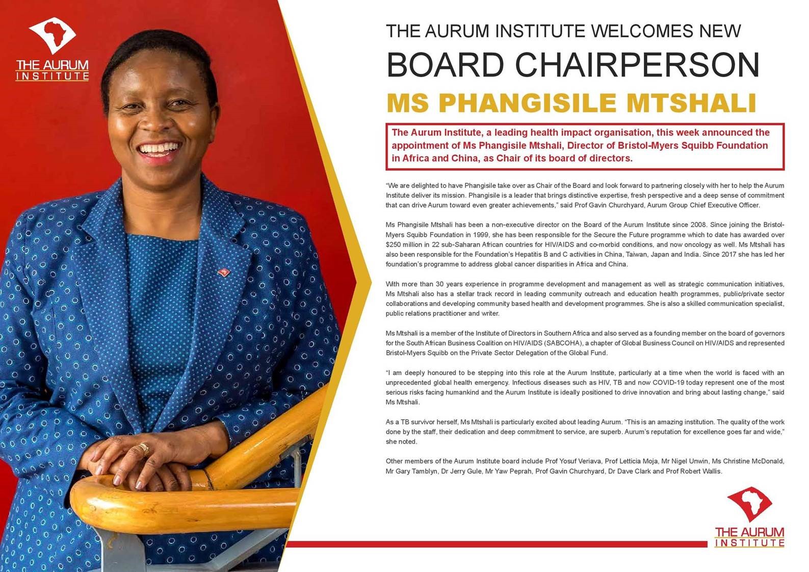 Aurum welcomes new board chairperson