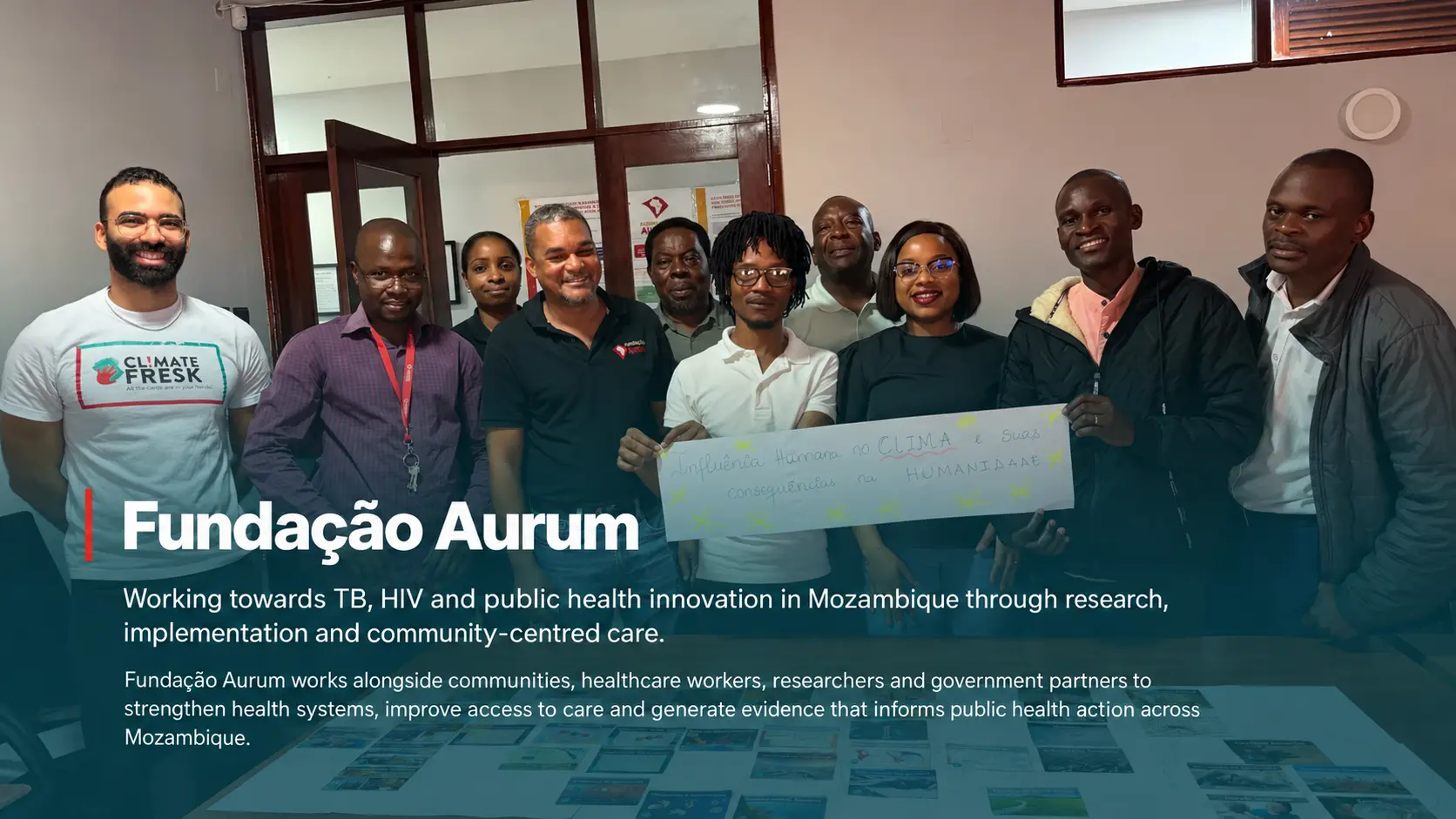 The Fundação Aurum Mozambique country team working together on climate and public health